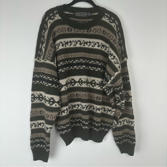 David Taylor Other - David Taylor Sweater Size 2XL Vintage Striped Crew Grandpa Grunge Made In USA